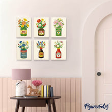 Afbeelding in Gallery-weergave laden, Mini Schilderen op Nummer 15x20cm (6 stuks) - Bloeiende Flessen