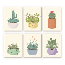 Afbeelding in Gallery-weergave laden, Mini Schilderen op Nummer 15x20cm (6 stuks) - Schattige Cactuscollectie 1