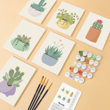 Afbeelding in Gallery-weergave laden, Mini Schilderen op Nummer 15x20cm (6 stuks) - Schattige Cactuscollectie 1