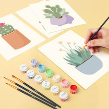 Afbeelding in Gallery-weergave laden, Mini Schilderen op Nummer 15x20cm (6 stuks) - Schattige Cactuscollectie 1
