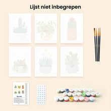 Afbeelding in Gallery-weergave laden, Mini Schilderen op Nummer 15x20cm (6 stuks) - Schattige Cactuscollectie 1