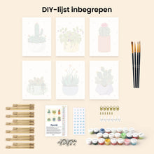 Afbeelding in Gallery-weergave laden, Mini Schilderen op Nummer 15x20cm (6 stuks) - Schattige Cactuscollectie 1