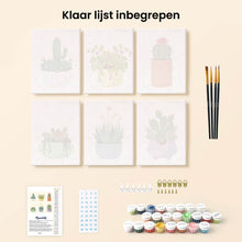 Afbeelding in Gallery-weergave laden, Mini Schilderen op Nummer 15x20cm (6 stuks) - Schattige Cactuscollectie 1