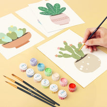 Afbeelding in Gallery-weergave laden, Mini Schilderen op Nummer 15x20cm (6 stuks) - Schattige Cactuscollectie 2