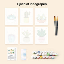 Afbeelding in Gallery-weergave laden, Mini Schilderen op Nummer 15x20cm (6 stuks) - Schattige Cactuscollectie 2