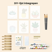 Afbeelding in Gallery-weergave laden, Mini Schilderen op Nummer 15x20cm (6 stuks) - Schattige Cactuscollectie 2