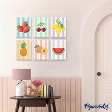 Afbeelding in Gallery-weergave laden, Mini Schilderen op Nummer 15x20cm (6 stuks) - Zonnige Fruitset