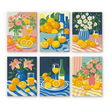 Afbeelding in Gallery-weergave laden, Mini Schilderen op Nummer 15x20cm (6 stuks) - Gouden Citroenenboeket