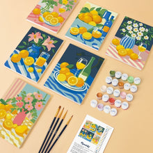 Afbeelding in Gallery-weergave laden, Mini Schilderen op Nummer 15x20cm (6 stuks) - Gouden Citroenenboeket
