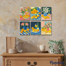 Afbeelding in Gallery-weergave laden, Mini Schilderen op Nummer 15x20cm (6 stuks) - Gouden Citroenenboeket