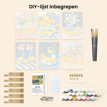 Afbeelding in Gallery-weergave laden, Mini Schilderen op Nummer 15x20cm (6 stuks) - Gouden Citroenenboeket