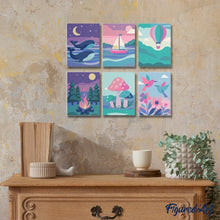 Afbeelding in Gallery-weergave laden, Mini Schilderen op Nummer 15x20cm (6 stuks) - Kleine Droomlandschappen