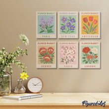 Afbeelding in Gallery-weergave laden, Mini Schilderen op Nummer 15x20cm (6 stuks) - Bloemenmarkt 1