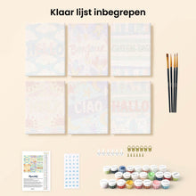 Afbeelding in Gallery-weergave laden, Mini Schilderen op Nummer 15x20cm (6 stuks) - Hallo Wereld 1