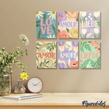 Afbeelding in Gallery-weergave laden, Mini Schilderen op Nummer 15x20cm (6 stuks) - Bloemenliefde 1