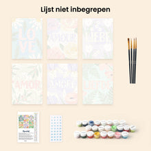 Afbeelding in Gallery-weergave laden, Mini Schilderen op Nummer 15x20cm (6 stuks) - Bloemenliefde 1