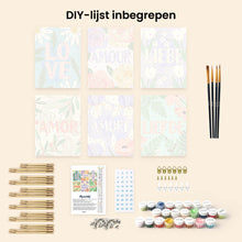 Afbeelding in Gallery-weergave laden, Mini Schilderen op Nummer 15x20cm (6 stuks) - Bloemenliefde 1