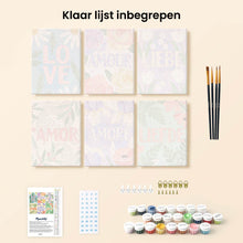 Afbeelding in Gallery-weergave laden, Mini Schilderen op Nummer 15x20cm (6 stuks) - Bloemenliefde 1