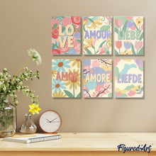 Afbeelding in Gallery-weergave laden, Mini Schilderen op Nummer 15x20cm (6 stuks) - Bloemenliefde 2