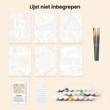 Afbeelding in Gallery-weergave laden, Mini Schilderen op Nummer 15x20cm (6 stuks) - Bloemenliefde 2
