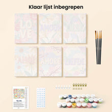 Afbeelding in Gallery-weergave laden, Mini Schilderen op Nummer 15x20cm (6 stuks) - Bloemenliefde 2