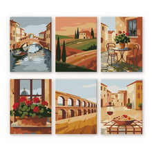 Afbeelding in Gallery-weergave laden, Mini Schilderen op Nummer 15x20cm (6 stuks) - Italiaans Platteland