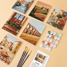 Afbeelding in Gallery-weergave laden, Mini Schilderen op Nummer 15x20cm (6 stuks) - Italiaans Platteland
