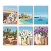 Afbeelding in Gallery-weergave laden, Mini Schilderen op Nummer 15x20cm (6 stuks) - Santorini Dromen