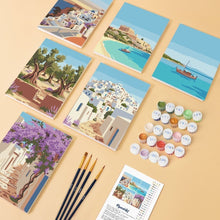 Afbeelding in Gallery-weergave laden, Mini Schilderen op Nummer 15x20cm (6 stuks) - Santorini Dromen