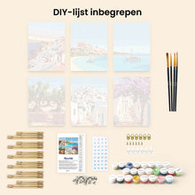 Afbeelding in Gallery-weergave laden, Mini Schilderen op Nummer 15x20cm (6 stuks) - Santorini Dromen