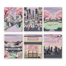 Afbeelding in Gallery-weergave laden, Mini Schilderen op Nummer 15x20cm (6 stuks) - Lente in Tokio