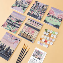 Afbeelding in Gallery-weergave laden, Mini Schilderen op Nummer 15x20cm (6 stuks) - Lente in Tokio