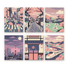 Afbeelding in Gallery-weergave laden, Mini Schilderen op Nummer 15x20cm (6 stuks) - Tokio in Bloei
