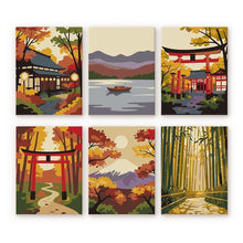 Afbeelding in Gallery-weergave laden, Mini Schilderen op Nummer 15x20cm (6 stuks) - Rustig Japan