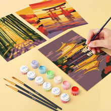 Afbeelding in Gallery-weergave laden, Mini Schilderen op Nummer 15x20cm (6 stuks) - Zonsondergang in Japan