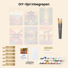 Afbeelding in Gallery-weergave laden, Mini Schilderen op Nummer 15x20cm (6 stuks) - Zonsondergang in Japan