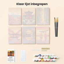 Afbeelding in Gallery-weergave laden, Mini Schilderen op Nummer 15x20cm (6 stuks) - Zonsondergang in Japan