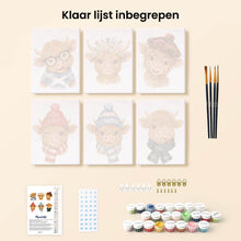 Afbeelding in Gallery-weergave laden, Mini Schilderen op Nummer 15x20cm (6 stuks) - Kleine Moe Vrienden