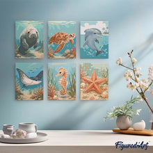 Afbeelding in Gallery-weergave laden, Mini Schilderen op Nummer 15x20cm (6 stuks) - Schatten van de Oceaan