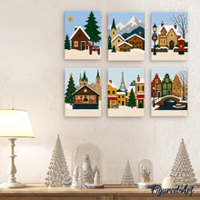 Afbeelding in Gallery-weergave laden, Mini Schilderen op Nummer 15x20cm (6 stuks) - Winterdorp Collectie