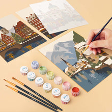 Afbeelding in Gallery-weergave laden, Mini Schilderen op Nummer 15x20cm (6 stuks) - Winterdorp Collectie