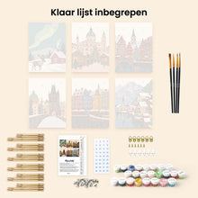 Afbeelding in Gallery-weergave laden, Mini Schilderen op Nummer 15x20cm (6 stuks) - Winterdorp Collectie