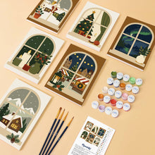 Afbeelding in Gallery-weergave laden, Mini Schilderen op Nummer 15x20cm (6 stuks) - Kerstvensters