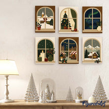Afbeelding in Gallery-weergave laden, Mini Schilderen op Nummer 15x20cm (6 stuks) - Kerstvensters