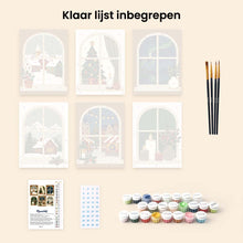 Afbeelding in Gallery-weergave laden, Mini Schilderen op Nummer 15x20cm (6 stuks) - Kerstvensters