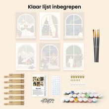 Afbeelding in Gallery-weergave laden, Mini Schilderen op Nummer 15x20cm (6 stuks) - Kerstvensters