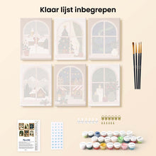 Afbeelding in Gallery-weergave laden, Mini Schilderen op Nummer 15x20cm (6 stuks) - Kerstvensters