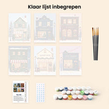 Afbeelding in Gallery-weergave laden, Mini Schilderen op Nummer 15x20cm (6 stuks) - Feestelijk Dorp