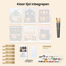 Afbeelding in Gallery-weergave laden, Mini Schilderen op Nummer 15x20cm (6 stuks) - Feestelijk Dorp