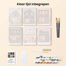 Afbeelding in Gallery-weergave laden, Mini Schilderen op Nummer 15x20cm (6 stuks) - Feestelijk Dorp